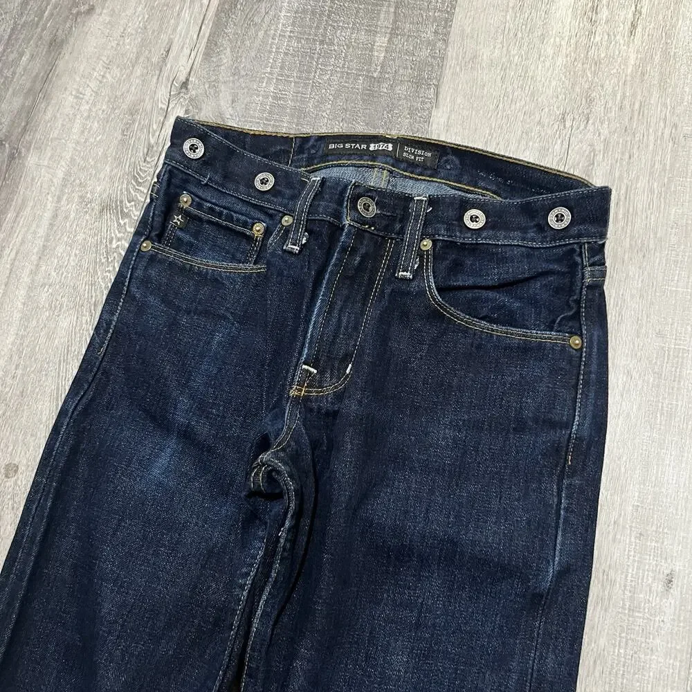 Big Star 1974 Div Slim Fit Mens Jeans Sz 29L Dark Wash Selvedge Denim Indigo